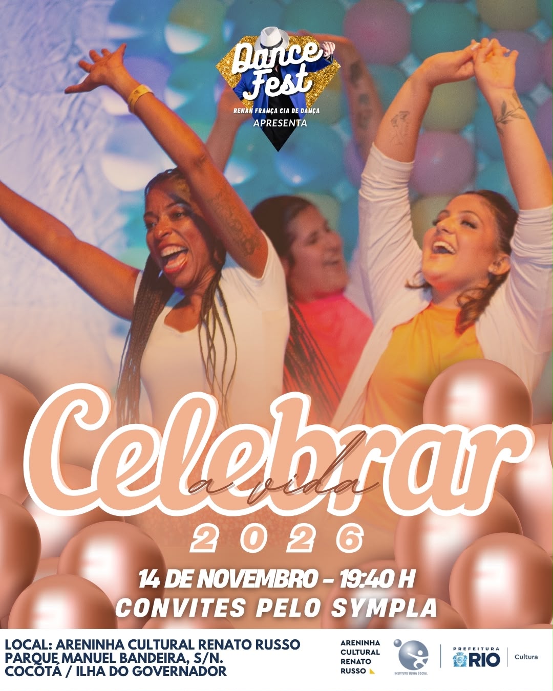 Flyer do evento Dance Fest - Celebrar a Vida 2026