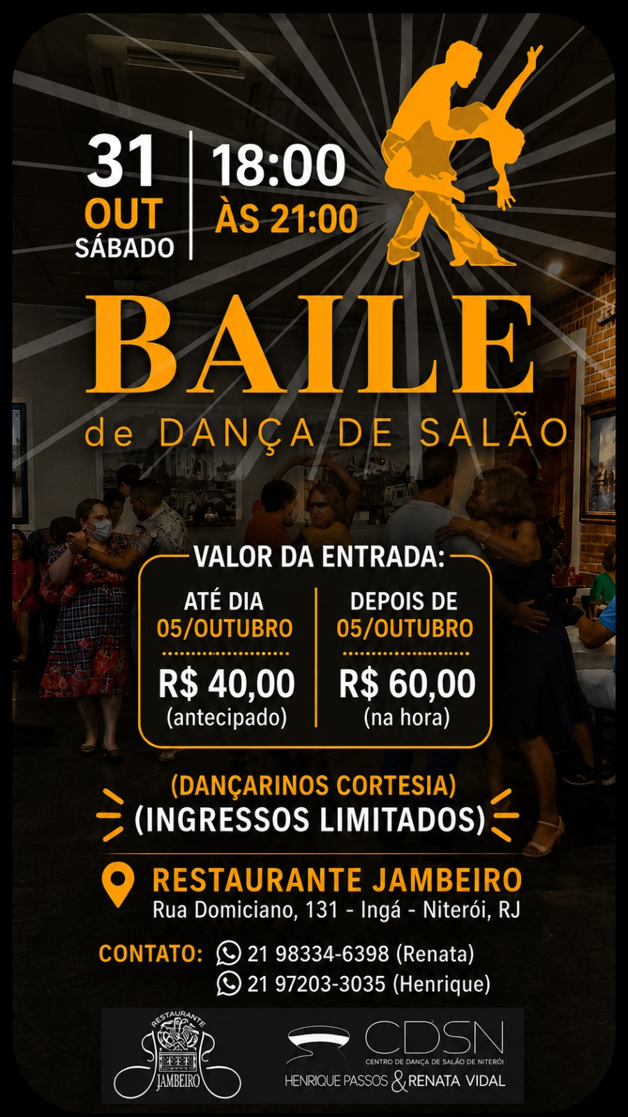 Flyer do evento BAILE de DANÇA DE SALÃO