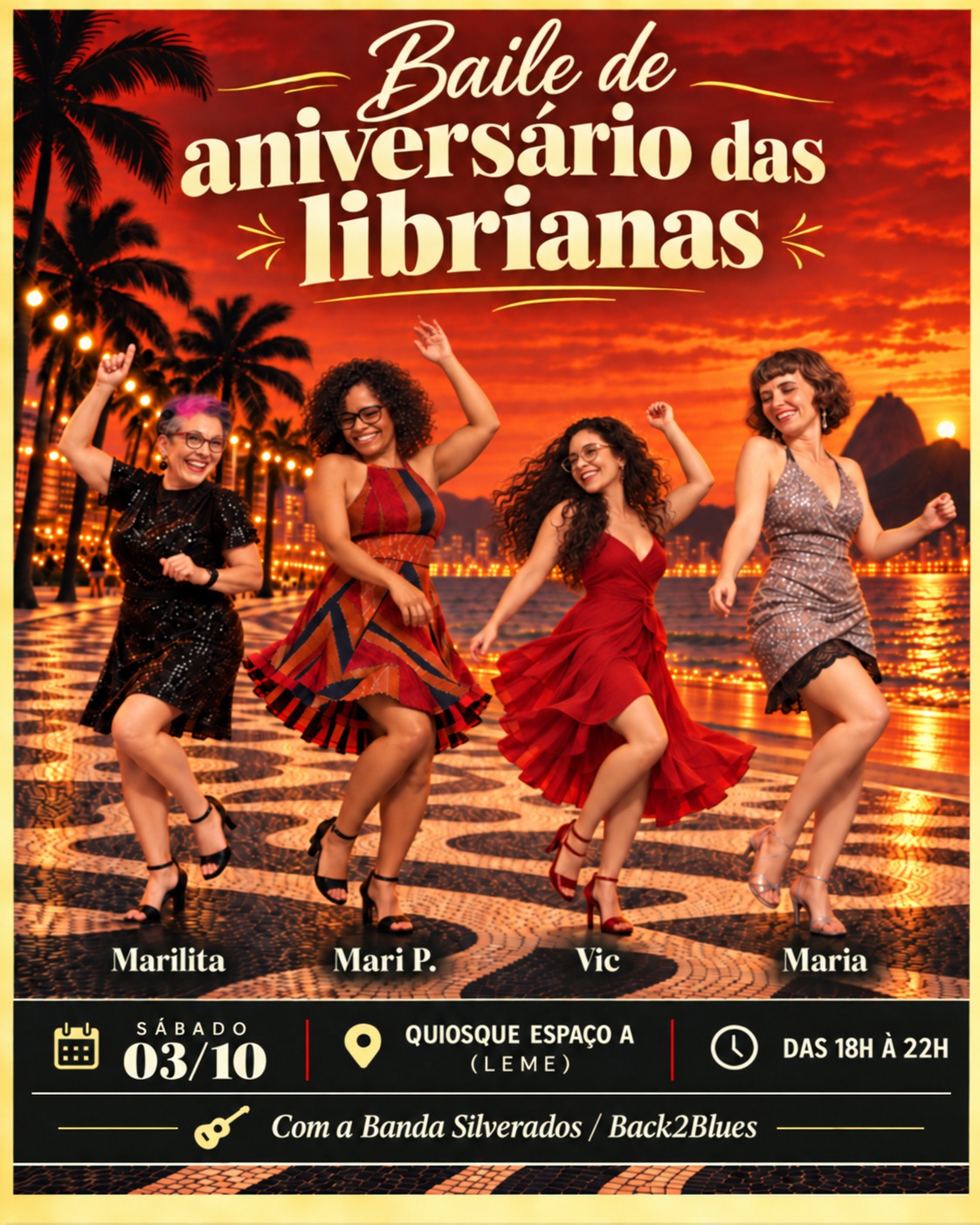 Flyer do evento Baile de aniversário das librianas, Sábado, 3 out • 18h