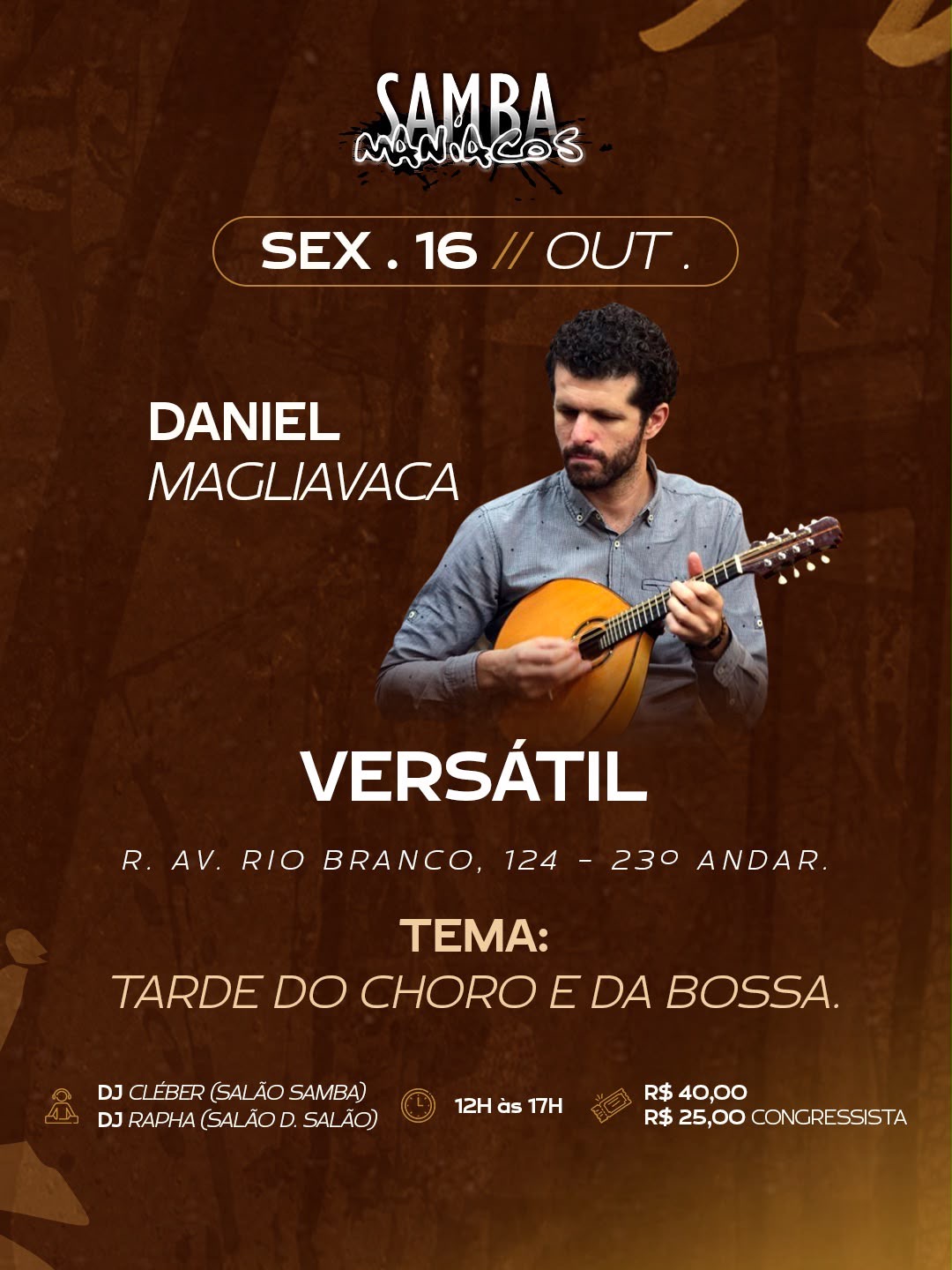 Flyer do evento SAMBA MANÍACOS