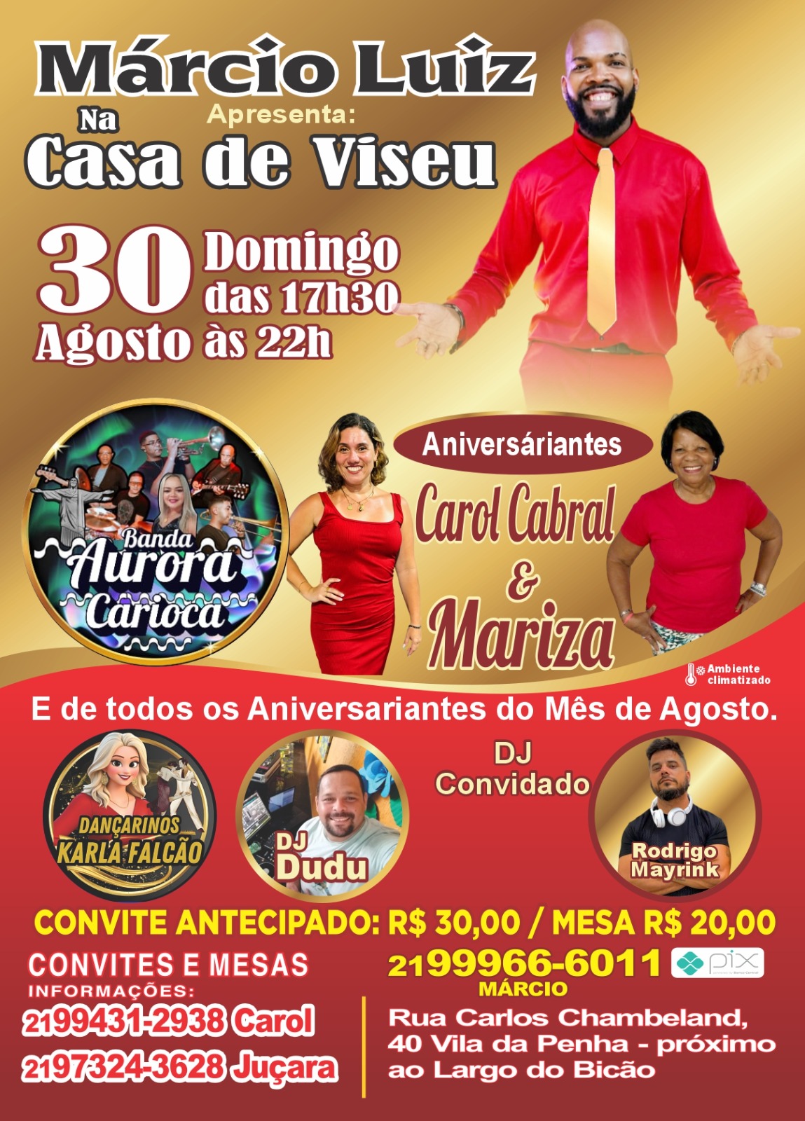 Flyer do evento Márcio Luiz na Casa de Viseu