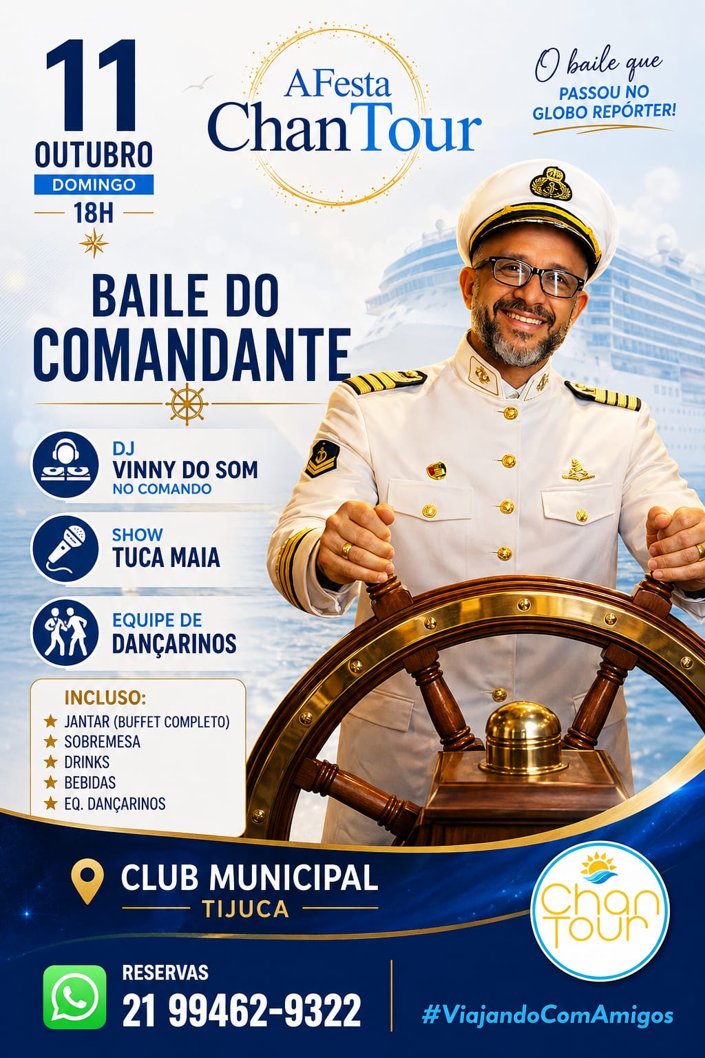 Flyer do evento Baile do Comandante, Domingo, 11 out • 18h