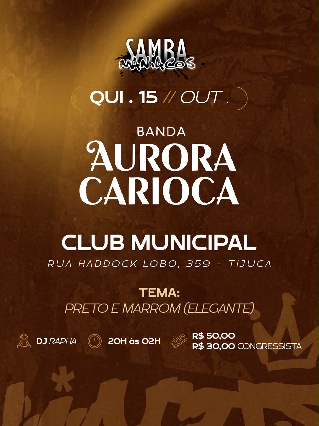 Flyer do evento SAMBA MANÍACOS