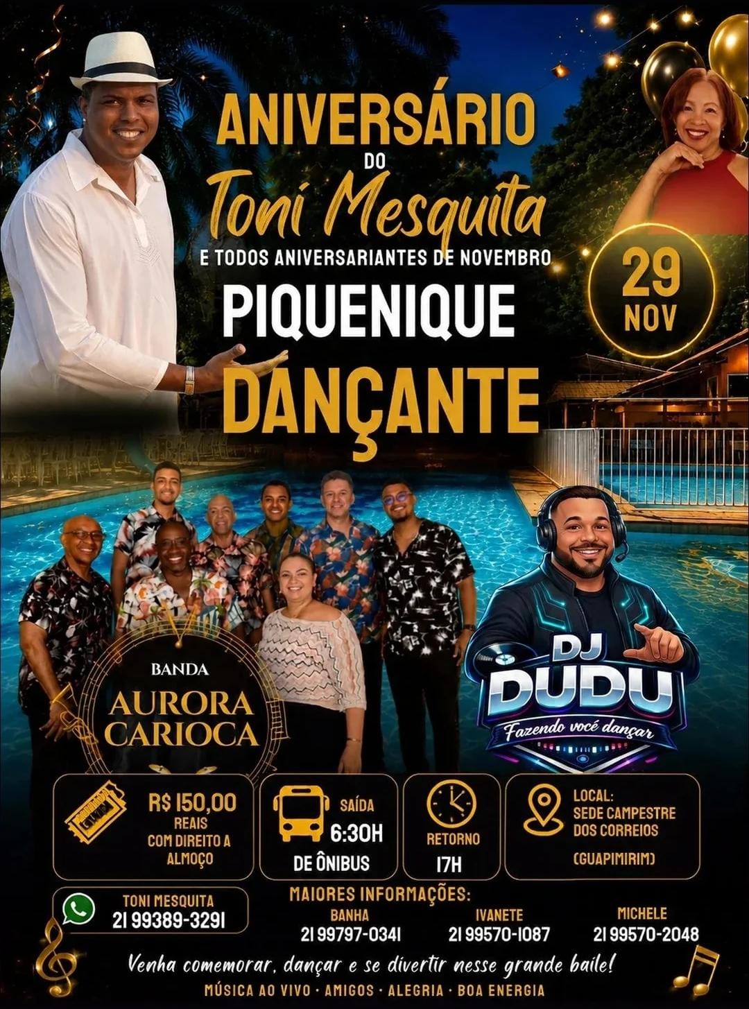 Flyer do evento ANIVERSÁRIO DO Toni Mesquita E TODOS ANIVERSARIANTES DE NOVEMBRO PIQUENIQUE DANÇANTE