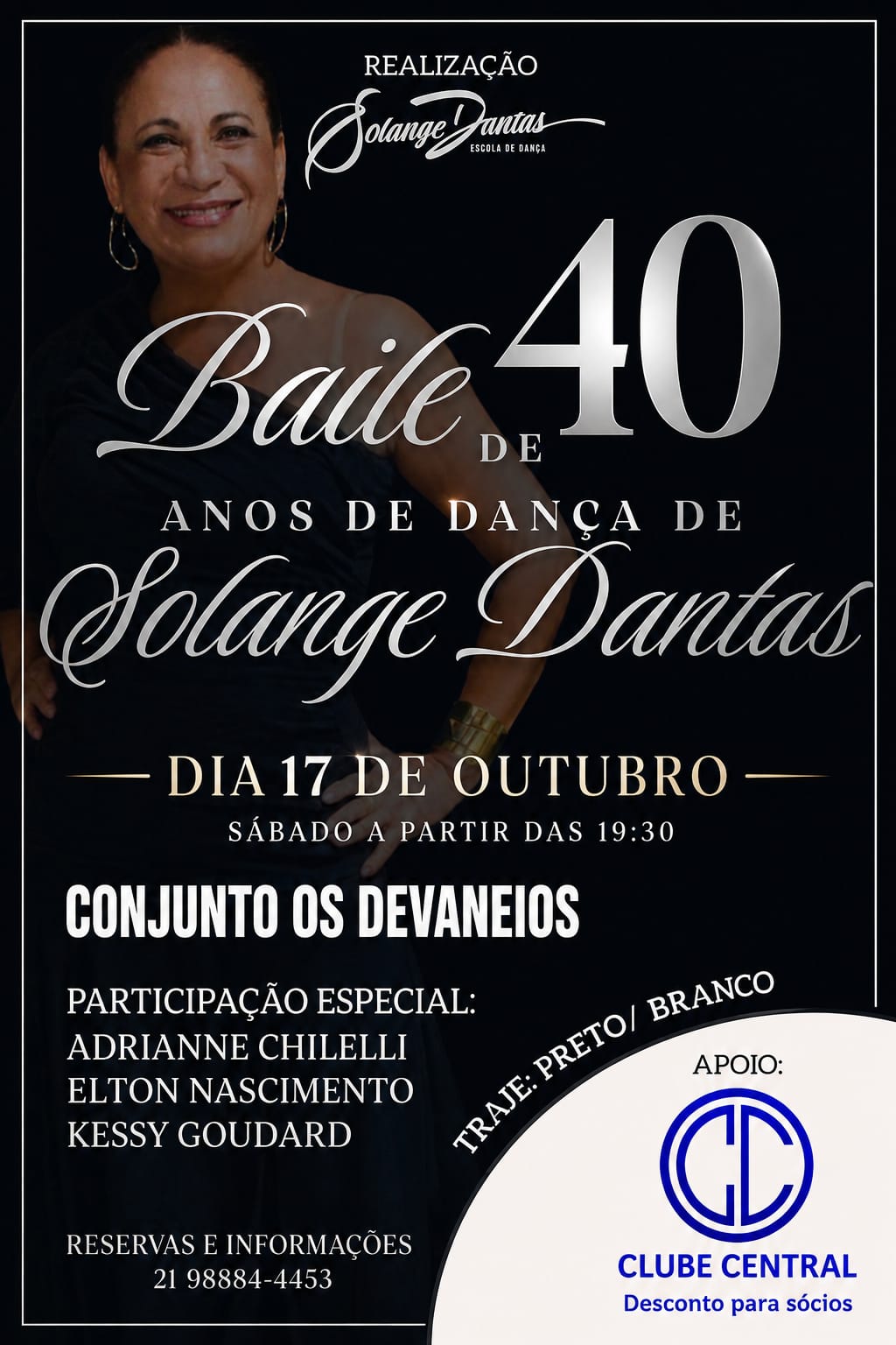 Flyer do evento Baile de 40 Anos de Dança de Solange Dantas