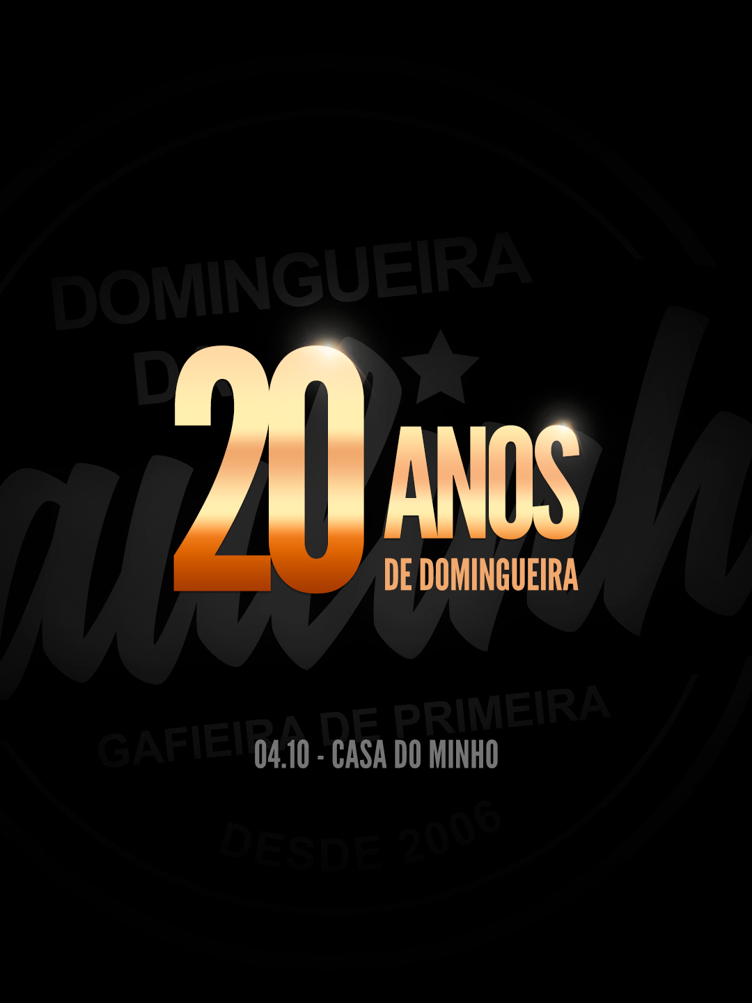 Flyer do evento 20 Anos de Domingueira, Domingo, 4 out • 18h