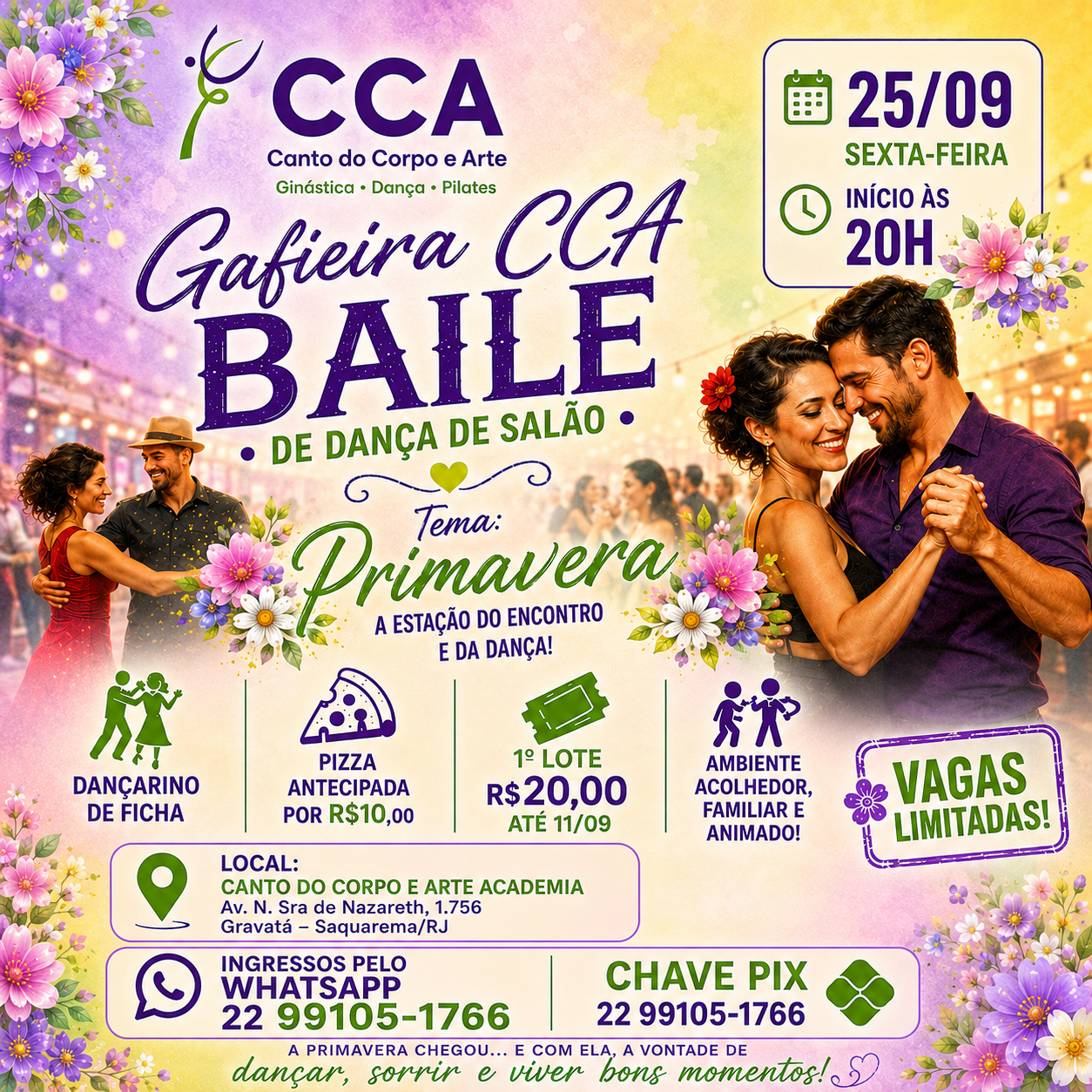 Flyer do evento Gafieira CCA BAILE DE DANÇA DE SALÃO