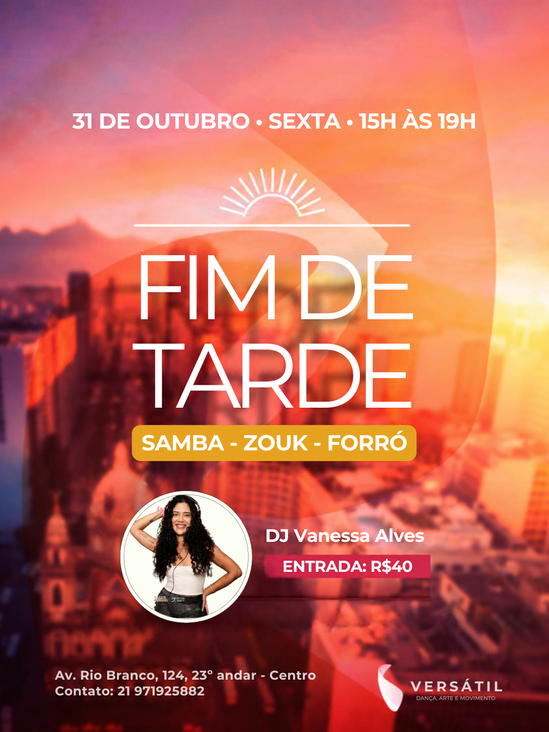 Flyer do evento FIM DE TARDE, Sábado, 31 out • 15h
