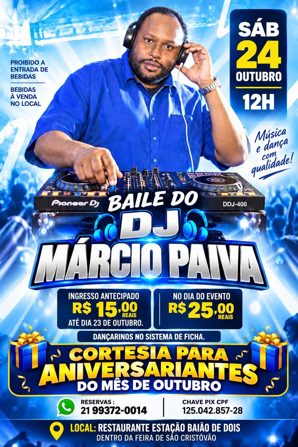 Flyer do evento BAILE DO DJ MÁRCIO PAIVA