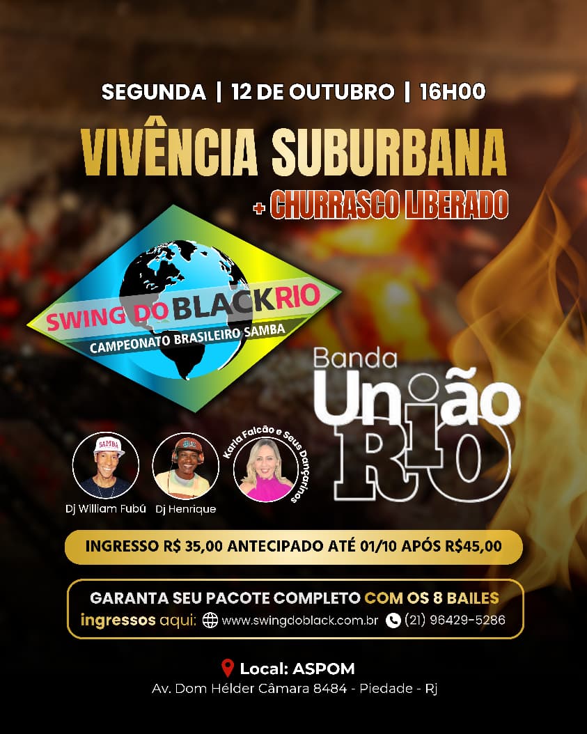 Flyer do evento VIVÊNCIA SUBURBANA + CHURRASCO LIBERADO