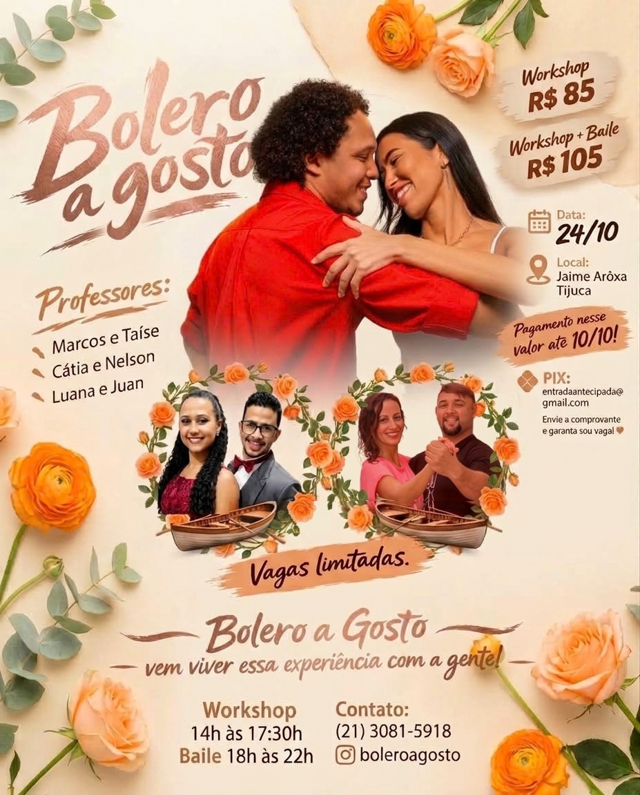 Flyer do evento Bolero a gosto, Sábado, 24 out • 14h