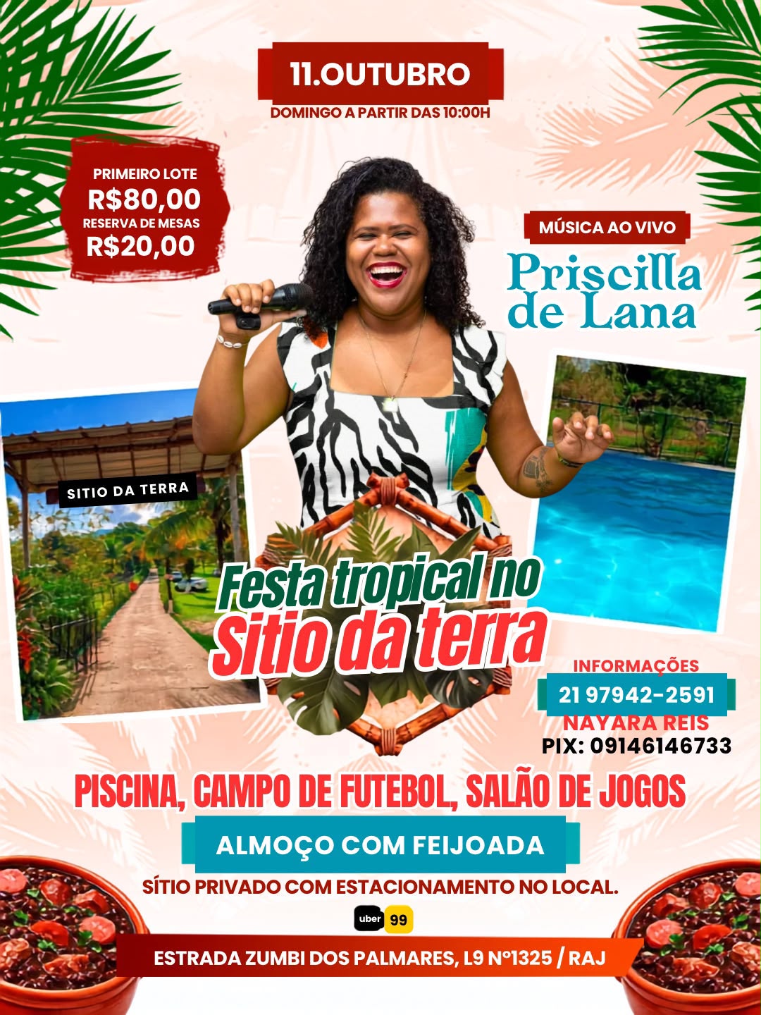 Flyer do evento Festa tropical no Sitio da terra