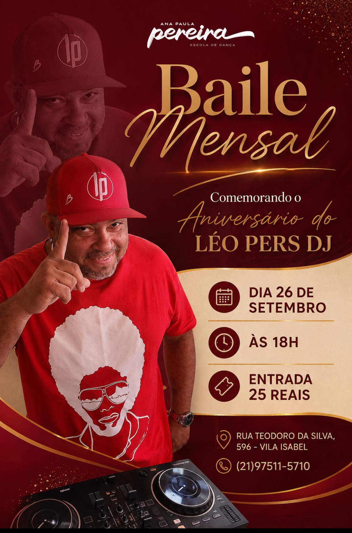 Flyer do evento Baile Mensal - Aniversário do Léo Pers DJ
