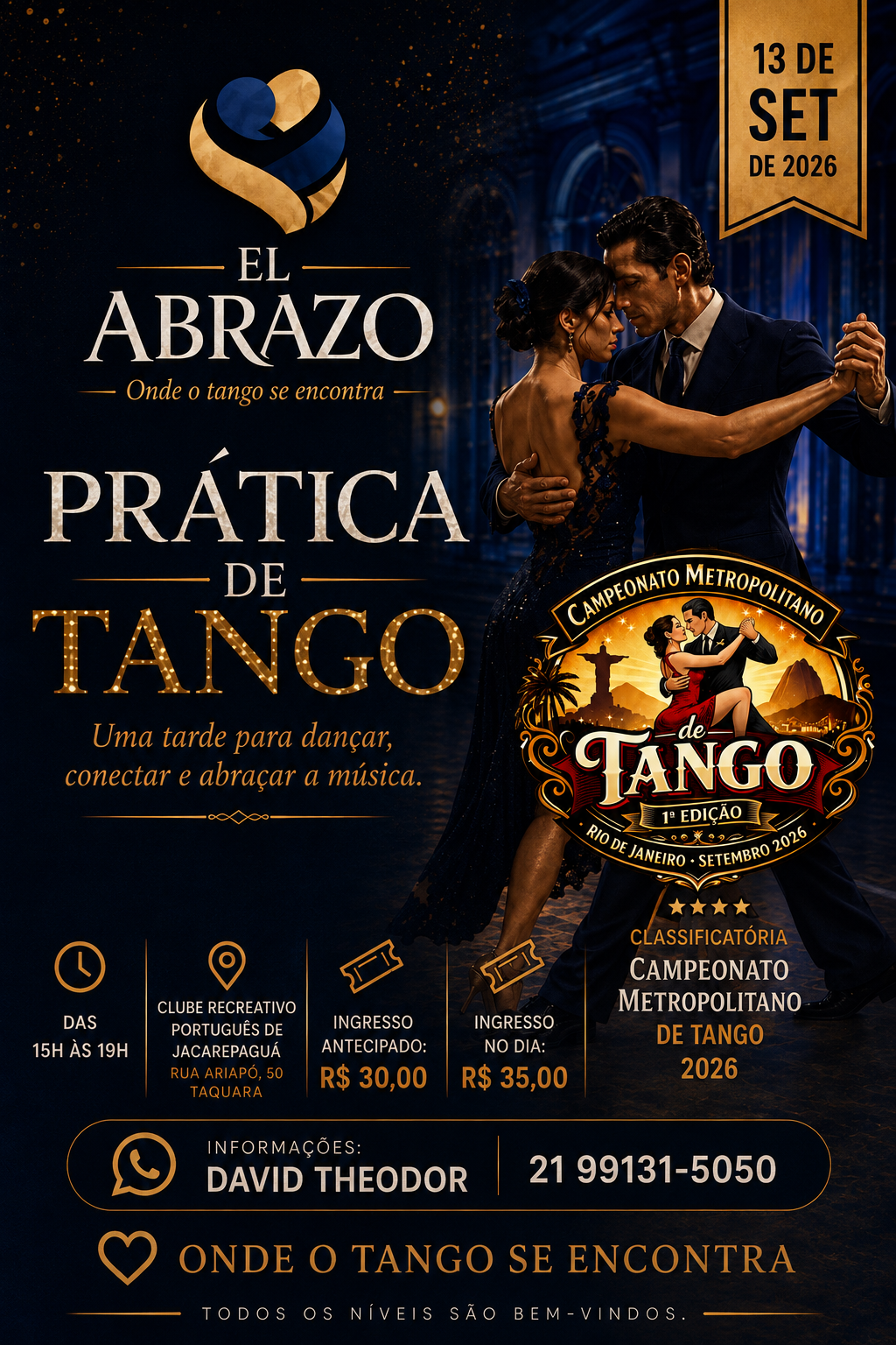 Flyer do evento EL ABRAZO - PRÁTICA DE TANGO