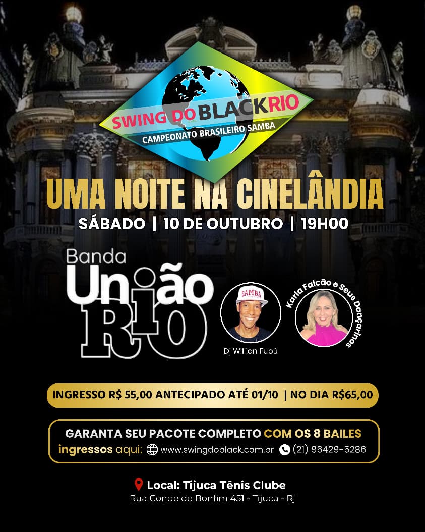 Flyer do evento UMA NOITE NA CINELÂNDIA - SWING DO BLACKRIO