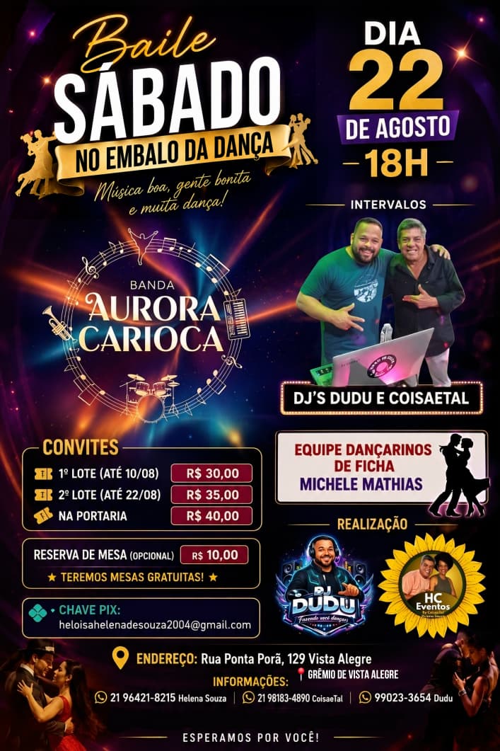 Flyer do evento Baile Sábado No Embalo da Dança