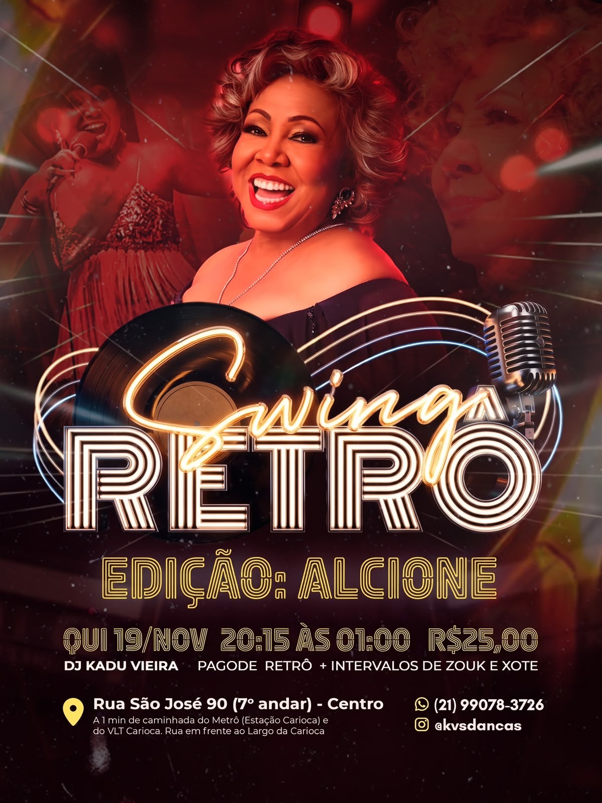 Flyer do evento Swing Retrô - Edição: Alcione