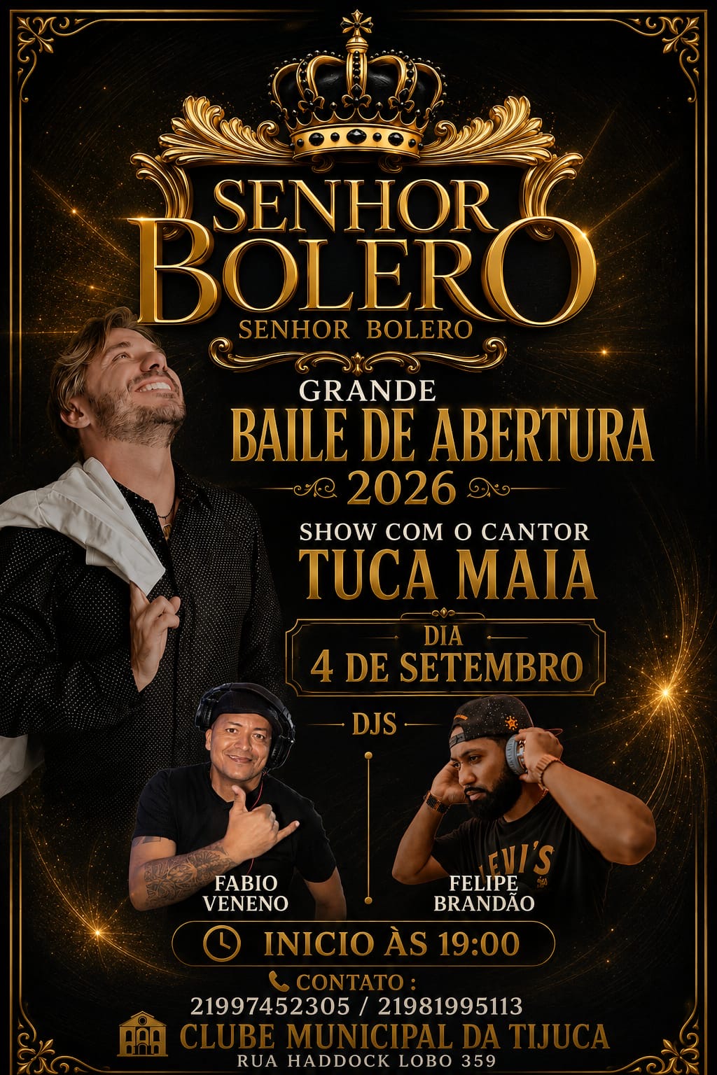 Flyer do evento Senhor Bolero - Baile de Abertura