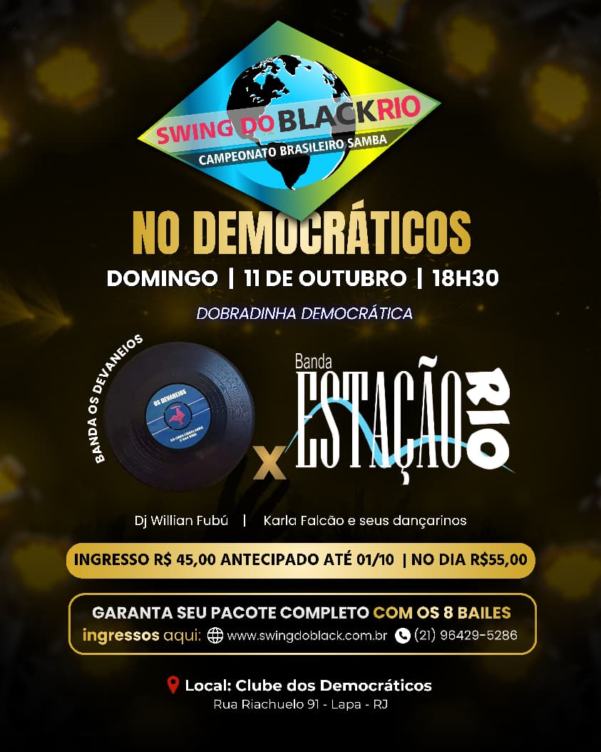 Flyer do evento SWING DO BLACKRIO NO DEMOCRÁTICOS