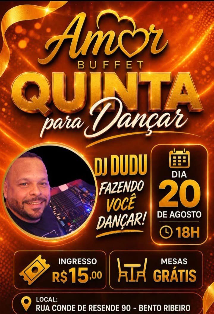 Flyer do evento Amor Buffet Quinta para Dançar